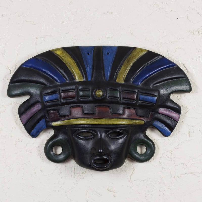 Novica Aztec Warrior Ceramic mask