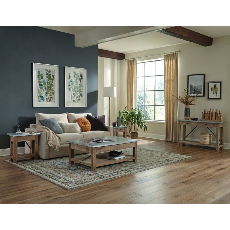 Carbon Loft Blitz Wood and Zinc Metal 48-inch Coffee Table with Shelf