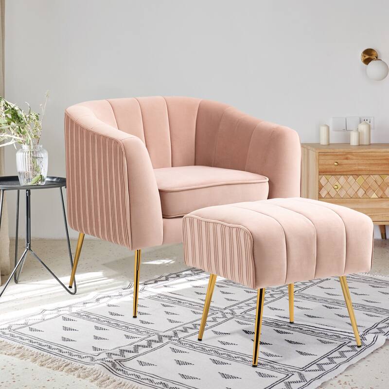 Velvet Shell Shaped Chair with Gold Tone Legs