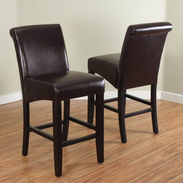 Milan Faux Leather Counter Stools (Set of 2) - Dark brown