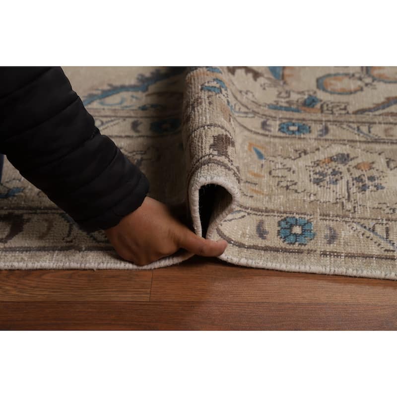 Hand Knotted Oriental 100% Wool Carpet Traditional Medallion Beige & Ivories Tabriz Area Rug - 11' 7'' X 8' 4''