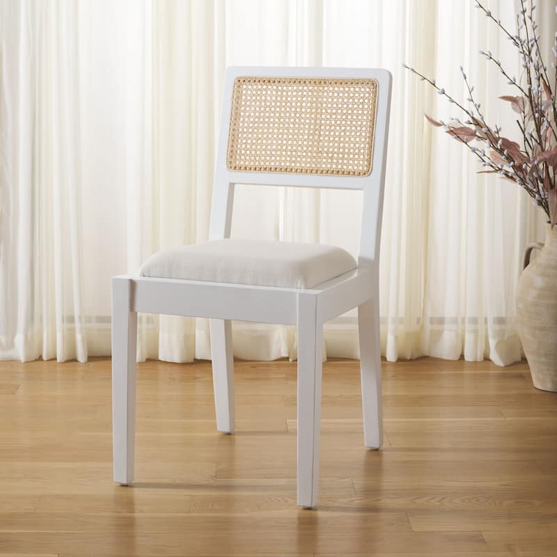 SAFAVIEH Suzetta Solid Wood Dining Chair - 18"W x 22"D x 35"H - White/Natural