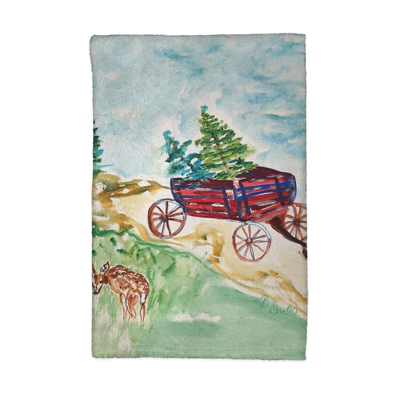Christmas Wagon Kitchen Towel - 16x25