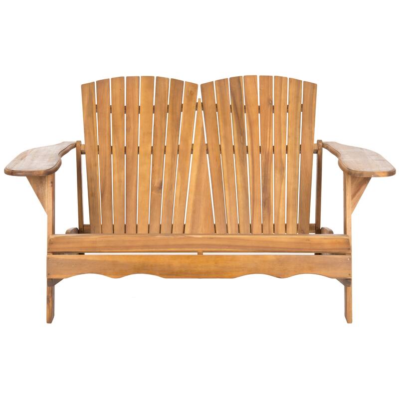 SAFAVIEH Outdoor Fanie Adirondack Acacia Wood Bench - 57Wx37Dx33H