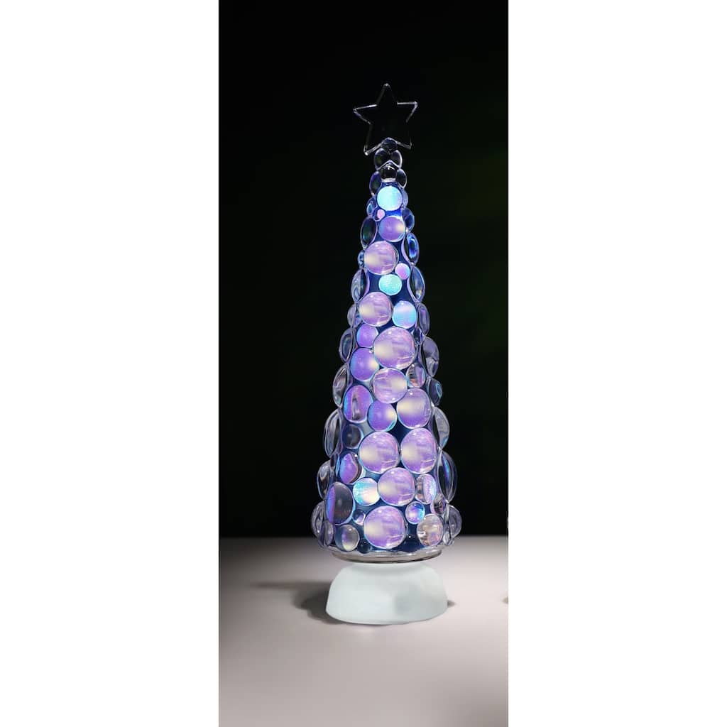 Set of 2 LED Lighted Christmas Ornament Tree Tabletop Decorations - 15" - Blue and Purple