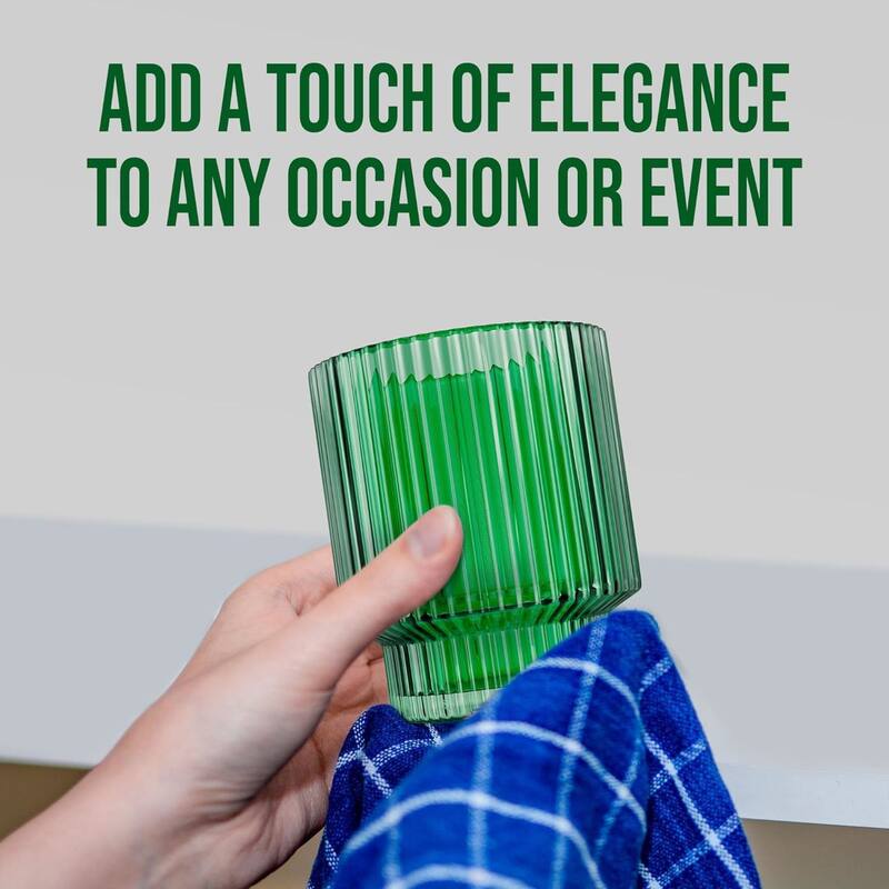 American Atelier Set of 4 Vintage Art Deco Fluted Drinking Glasses - 9 oz.