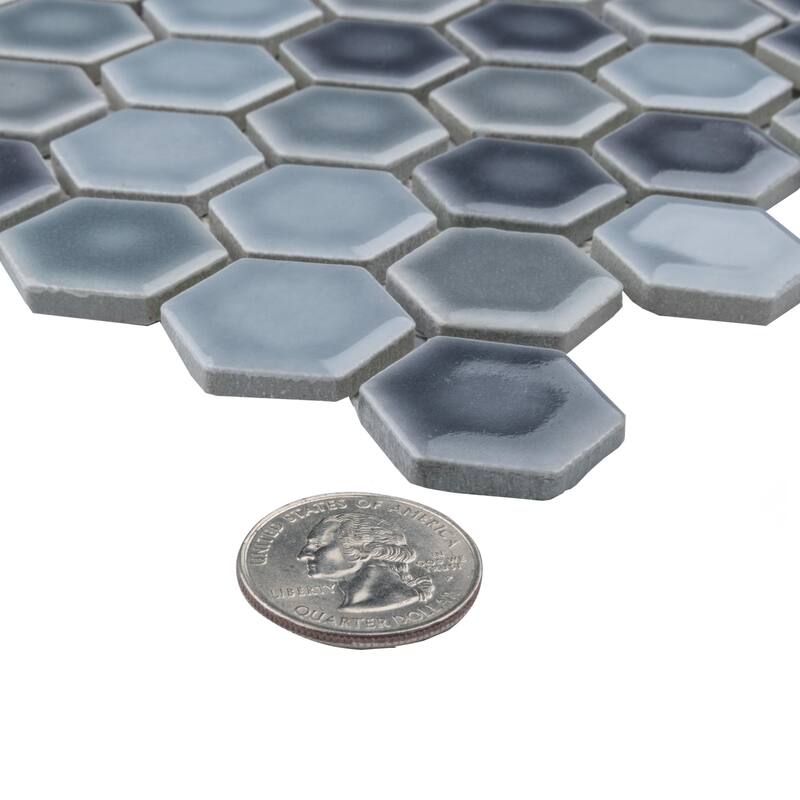 Merola Tile Hudson 1" Hex Stillwater 11-7/8" x 13-1/4" Porcelain Mosaic Floor and Wall Tile