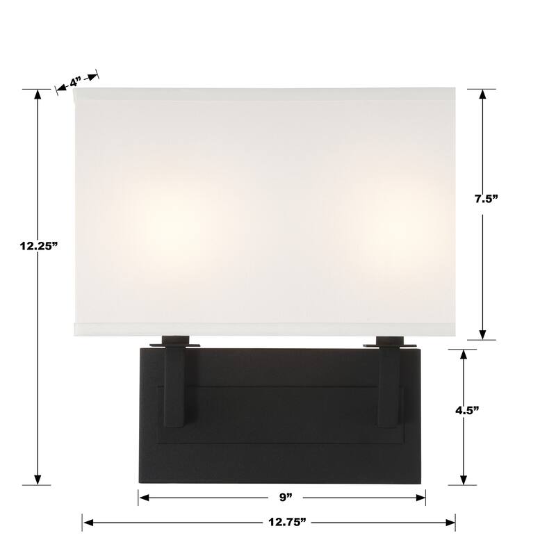 Durham 2 Light Black Forged Sconce - 12.75"W x 12.25"H x 3.75"D