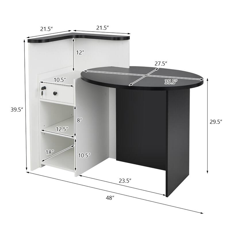 Gymax Front Reception Counter Desk Checkout Office Desk w/Open Shelf &
