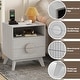 preview thumbnail 4 of 23, Fluted Nightstand with Charging Station, Modern 19.6in Wide End Table Wood Bedside Table with 2 Drawers for Bedroom