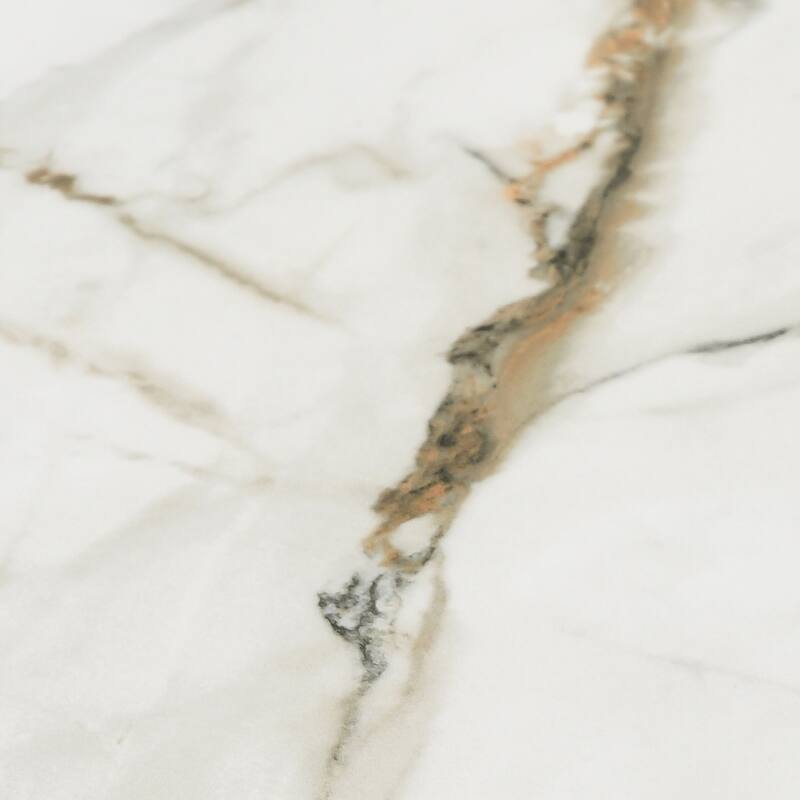 Esme 70" Sintered Stone and Black Metal Dining Table with Trestle Base