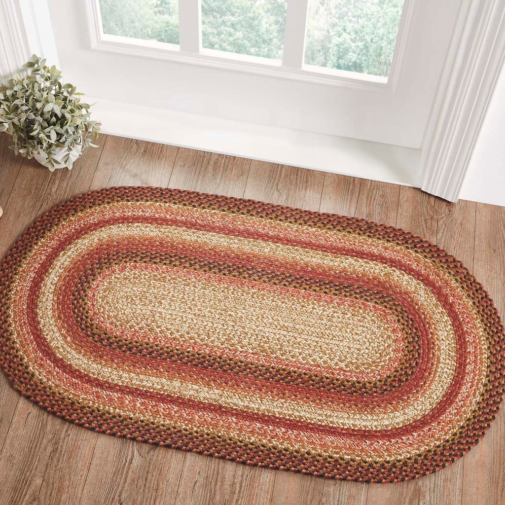 Ginger Spice Jute Rug Oval w/ Pad 27x48 - 27" x 48" Oval