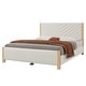 preview thumbnail 3 of 6, Modern Mid-Century Queen Size Upholstered Platform Bed Frame with Tufted Headboard and Solid Wood Legs, Beige