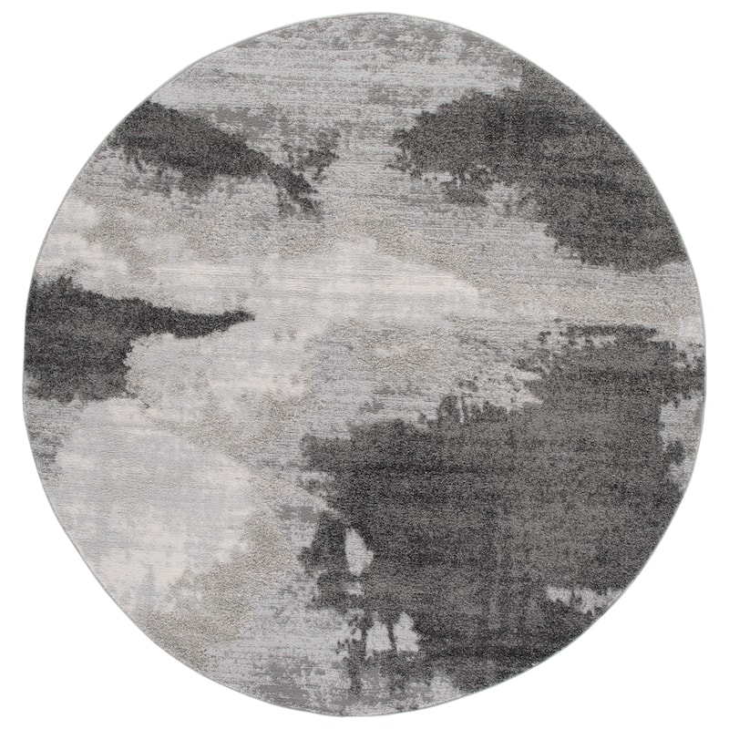 SAFAVIEH Wave Levita Modern Rug - 6'7" Round - Grey/Light Grey