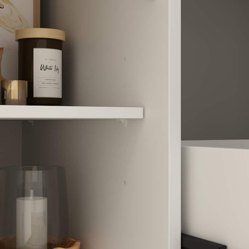 Classic White Baby Changing Table with Storage Cabinets and Drawers