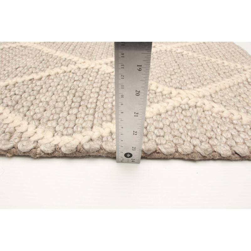 ECARPETGALLERY Braid weave Sienna Khaki Wool Rug - 5'10 x 5'10