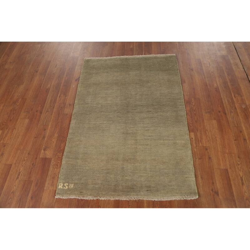 Gabbeh Modern Foyer Rug Beige Handmade Wool Carpet - 2'8"x 3'11"