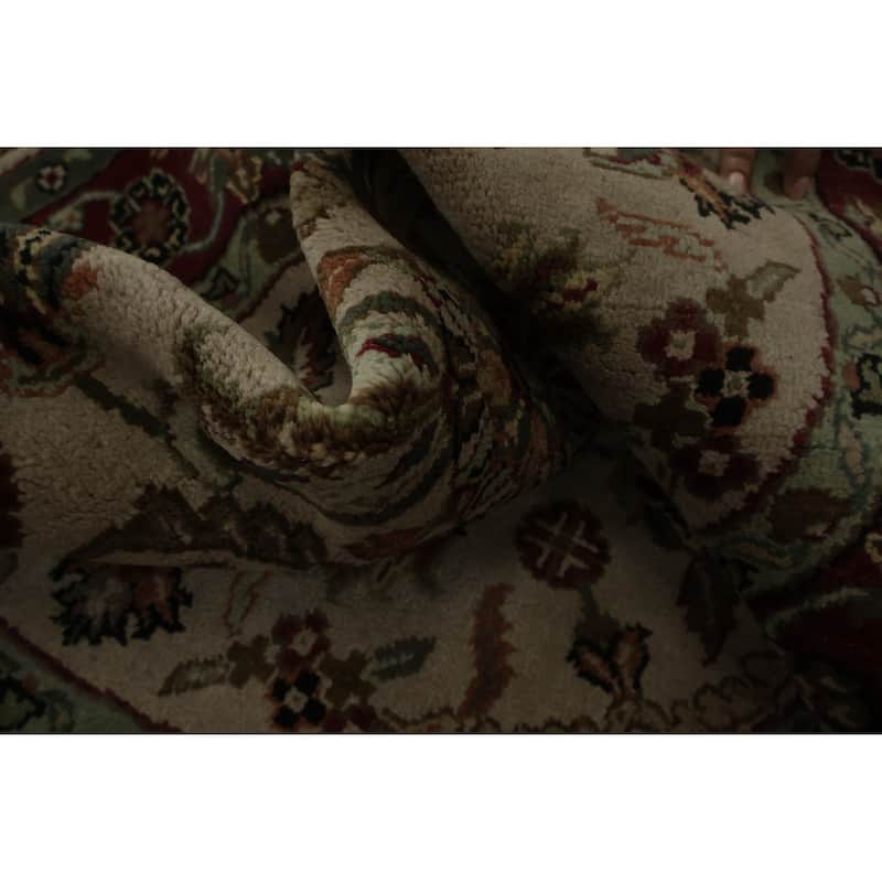 Hand Knotted Oriental 100% Wool Carpet Traditional All-Over Beige & Ivories Agra Area Rug - 4' 2'' X 4' 2''