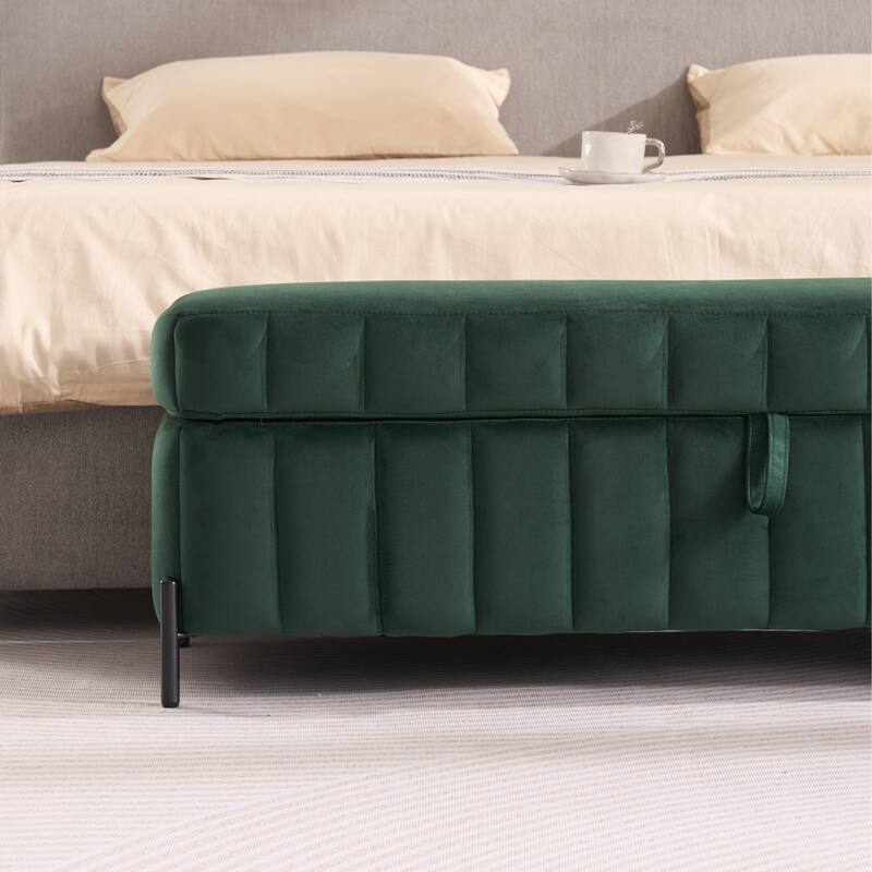 49.2"W Modern Storage Bench,Bedroom Ottoman Bench with Metal Legs