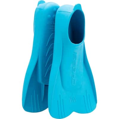 Short Floating Swimming Fins for Kids, Azure, Size 8-11 US