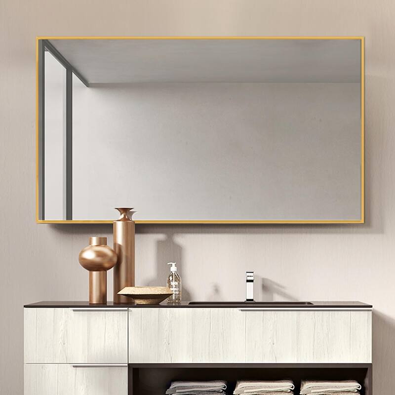 Modern Aluminum Alloy Slim Framed Full-length Floor Mirror - 52x32 - Gold