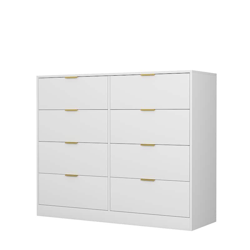 Double Dresser Dressing Table for Bedroom, 8 Drawers Cabinet Tall Chest of Drawer Closet Storage Organizer
