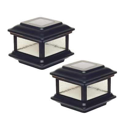 Classy Caps 4x4 Black Aluminum Colonial Solar Post Cap (Set of 2)