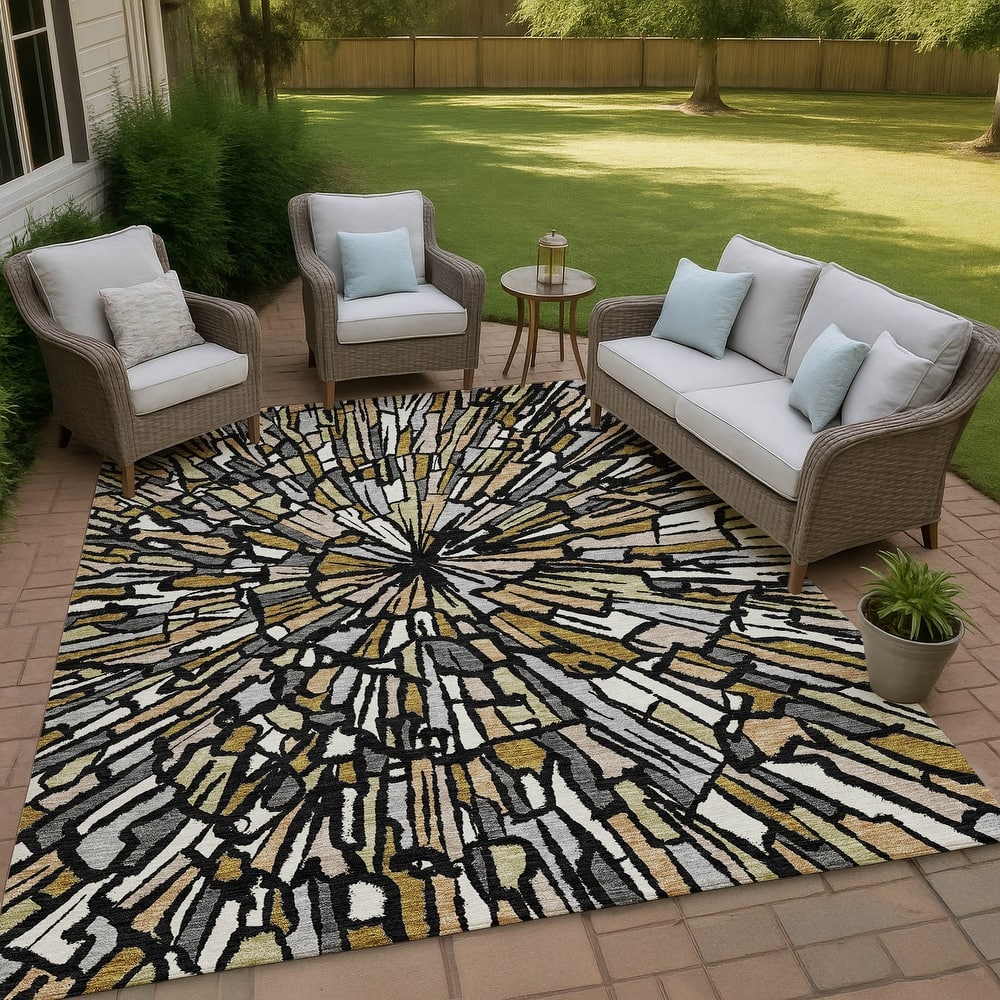 Machine Washable Indoor/ Outdoor Modern Zip Chantille Rug
