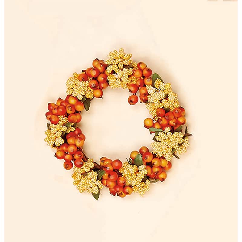 3.5" Berry Candle Ring, Autumn, Set of 2 - 6"