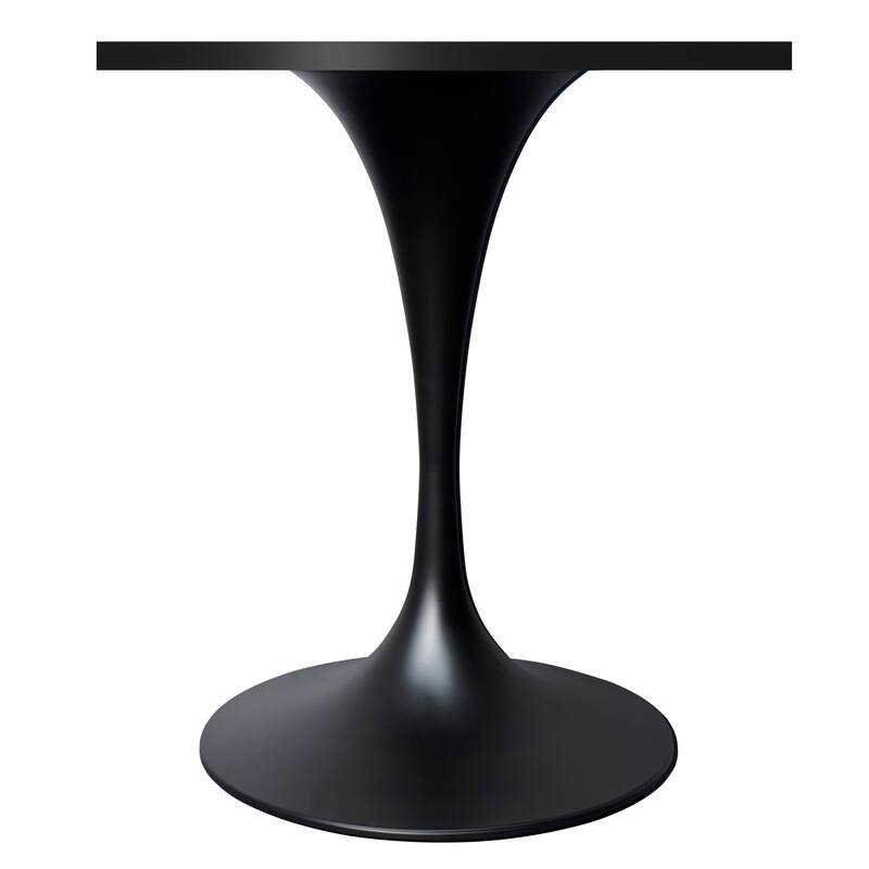 Verve 24 in. Wide Dining Table Square MDF Wood Tabletop in Black Stainless Steel Pedestal Base Accent Kitchen Table