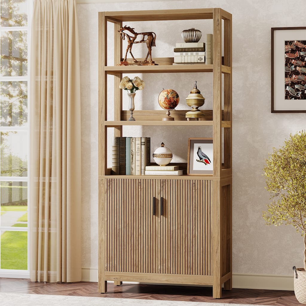 70.9 Inch Tall Bookcase with Storage for Living Room/Home Office - 13.78" D x 31.5" W x 70.9" H