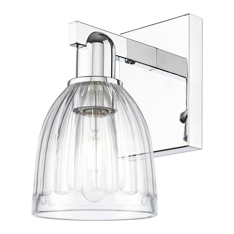 Innovations Lighting 716-1W-12-6 Brookfield Sconce Brookfield 12" Tall - Polished Chrome / Clear