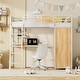 preview thumbnail 10 of 16, MDF & Metal Loft Bed Frame, Kids Loft Bed with L-shape Desk and Wardrobe, Metal Slat Support White - Twin
