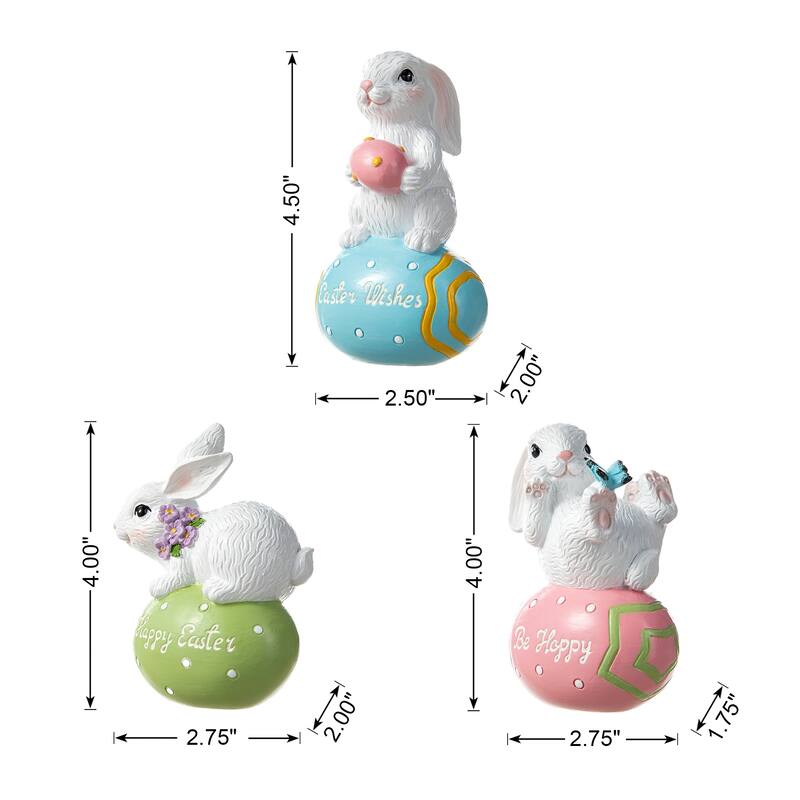 Glitzhome Easter Resin Bunny Table Decor Rabbit Figurines Lovely Gifts
