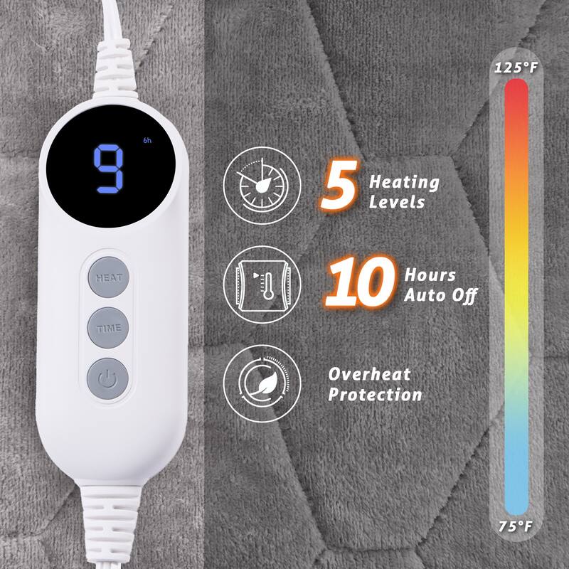 Flannel Electric Mattress Pad, Dual Control and Temperature Regulating