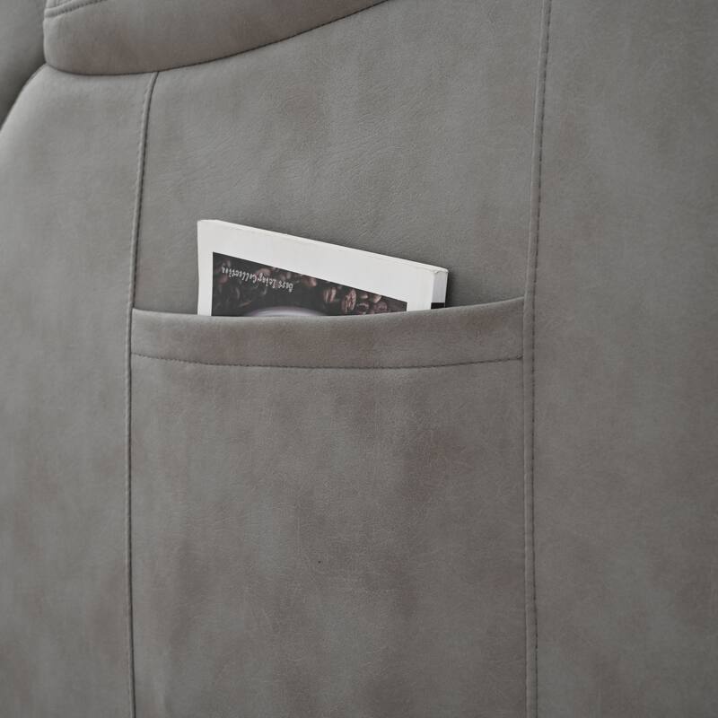 Grey Wide Seat Power Lift Recliner with Remote Control, Side Pocket, and Adjustable Recline Features