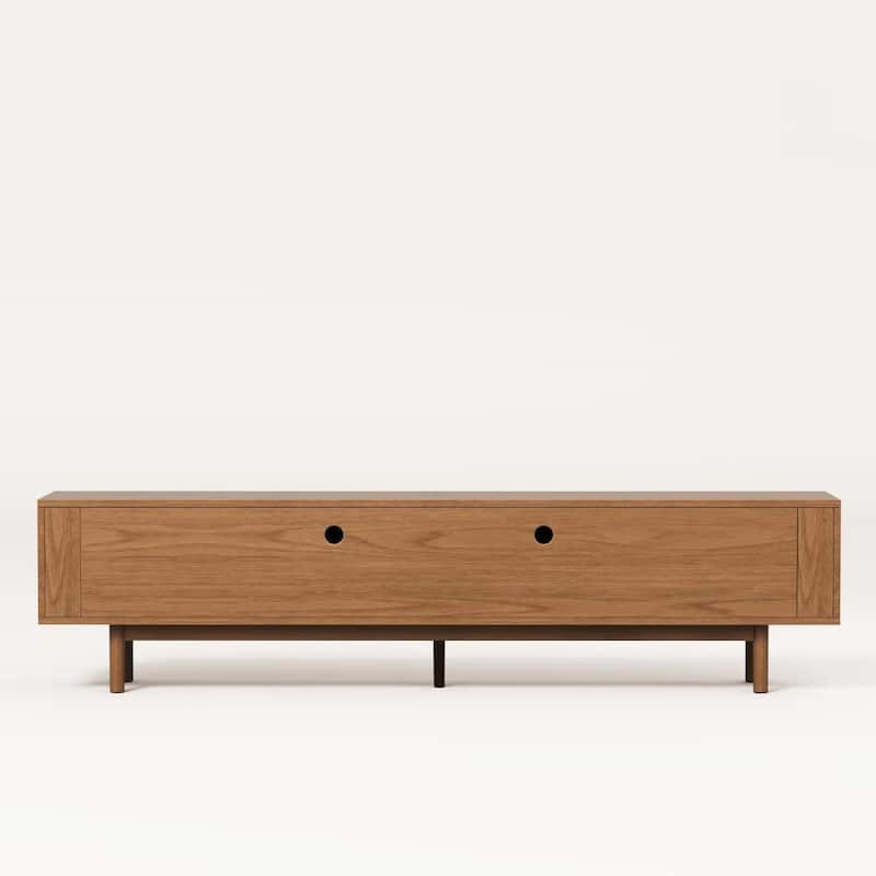 86.6'' Modern Wood TV Stand with Textured Doors & Storage, Media Console for Living Room & Bedroom, Fits TVs up to 90''