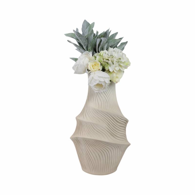 Resin Vase with Sculptural Textured Design and Curved Detailing