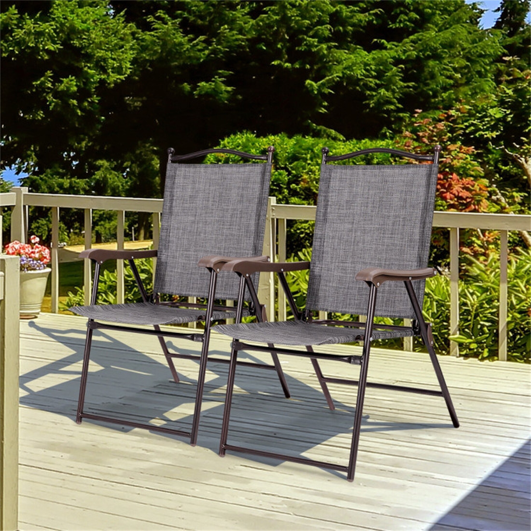 Patio Folding Sling Back Camping Deck Chairs Set of 2 Bed Bath Beyond 37464737