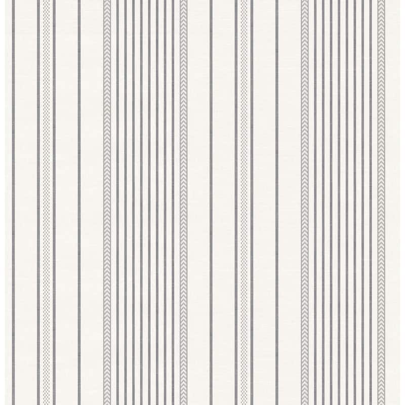 A-Street Prints Navarres Stripe Charcoal Faux Linen Wallpaper