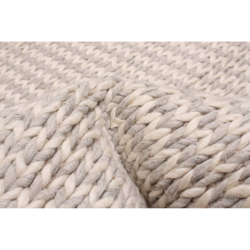 ECARPETGALLERY Braid weave Sienna Grey Wool Rug - 7'5 x 9'9