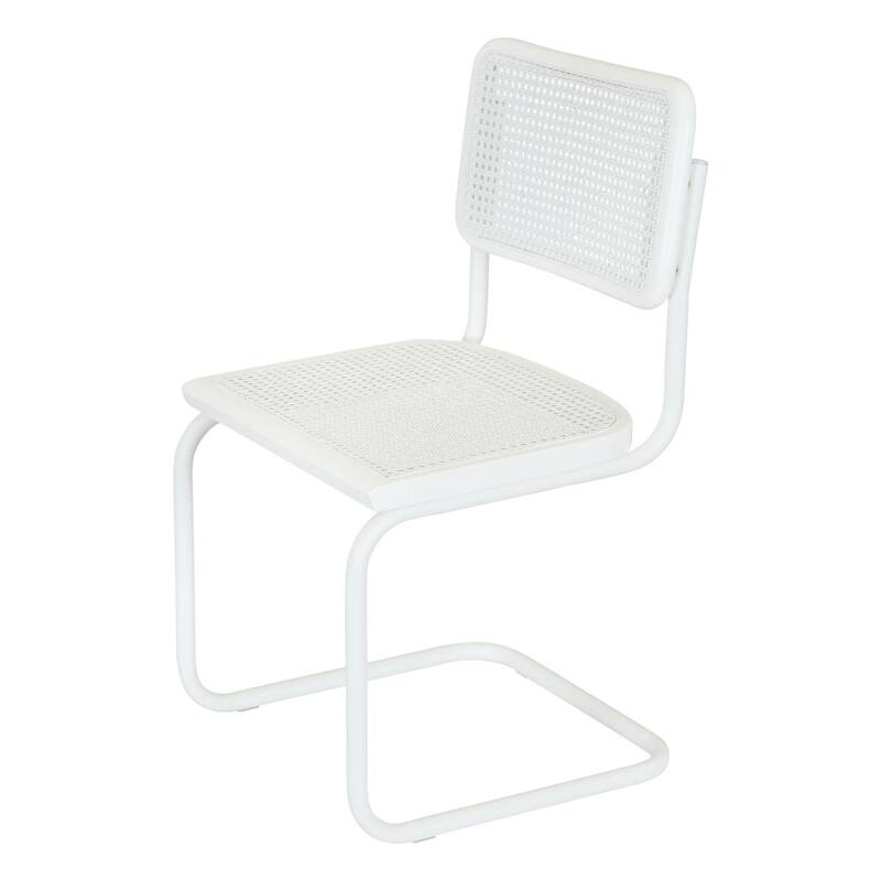 Breuer Chair Company Marcel Breuer Cesca Cane Cantilever Side Chair w/ White Steel Frame (Various Wood & Cane Colors)