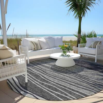 Machine Washable Indoor/ Outdoor Chantille Modern Stripes Rug