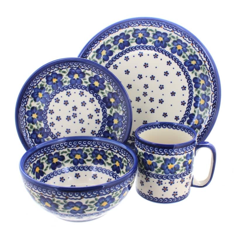 Blue Rose Polish Pottery Vena Dinnerware (4 PC) - Spring Blossom