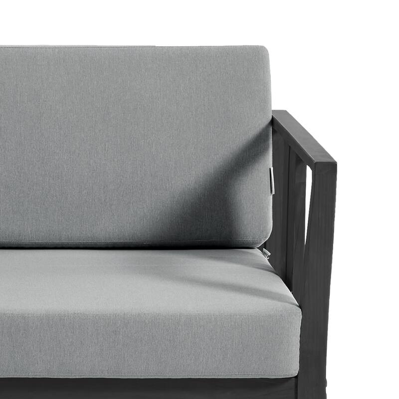 Casual 53"W Outdoor Patio Loveseat Set In Solid Teak Wood with Cushion