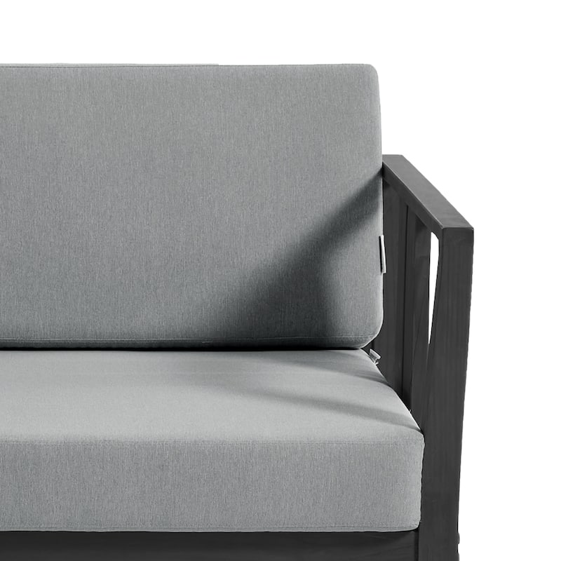 Casual Teak Wood Outdoor Patio Loveseat with Cushions