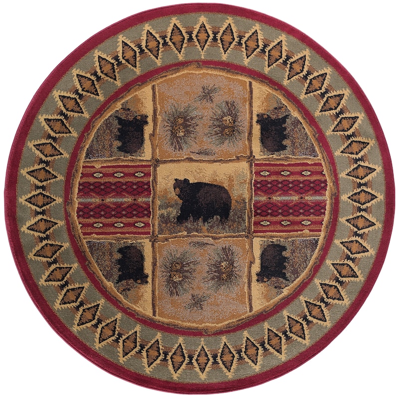 Natural Lodge Novelty Graphic Indoor Area Rug