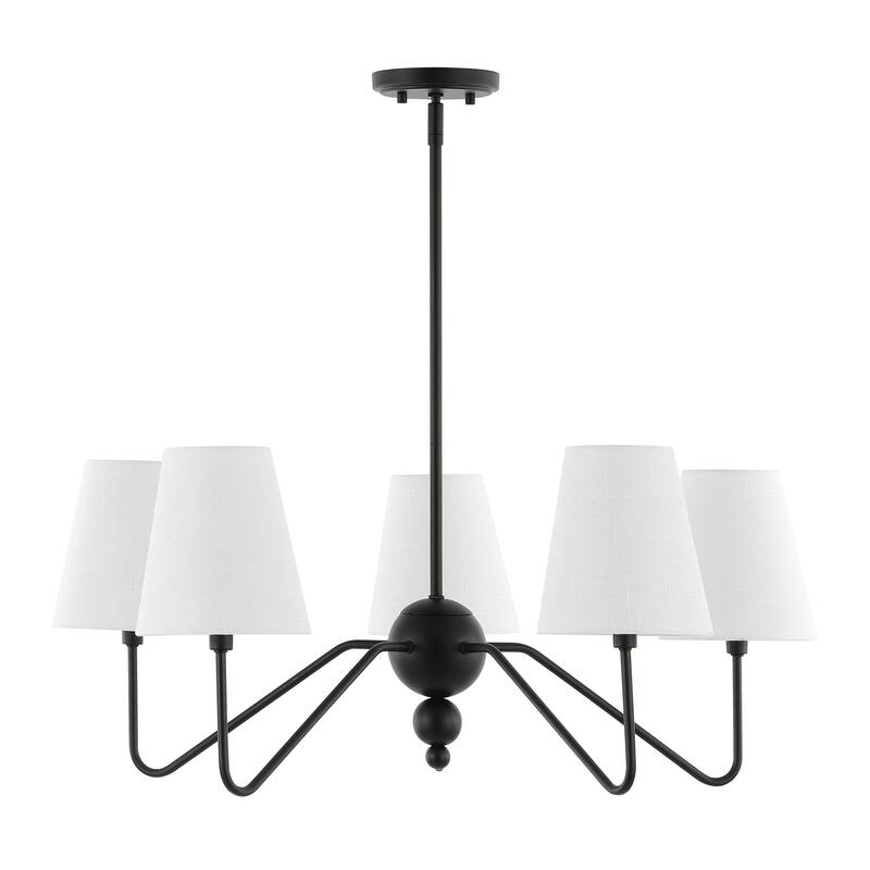 Signe 32" 5-Light Classic Minimalist Iron Inverted Gourd LED Chandelier, Black by JONATHAN Y