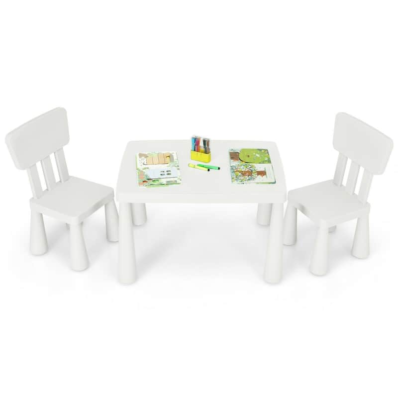 Versatile 3-Piece Children's Activity Table and Chair Set for Creative - table: 30" x 21" x 19" - White