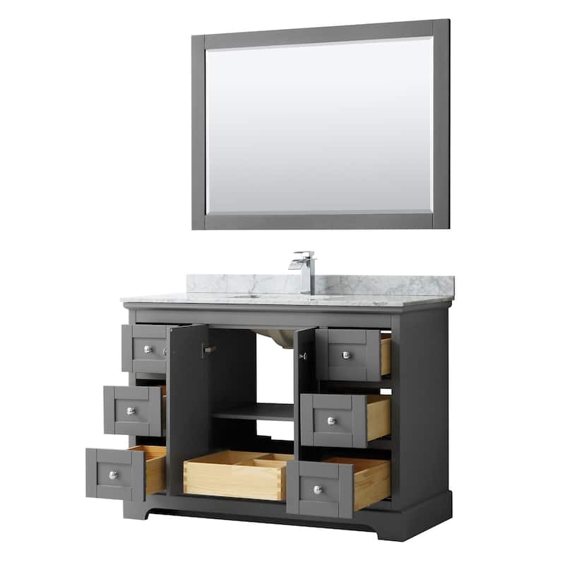 Avery 48-inch Single Vanity, Marble Top, Square Sink, 46-inch Mirror